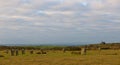 Hurlers standing stones at sunrise Royalty Free Stock Photo