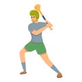 Hurling action player icon, cartoon style Royalty Free Stock Photo