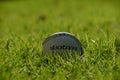 Hurling or Camogie slither on a football fieldIrish Hurling or Camogie sliotar ball on a grass playing field Royalty Free Stock Photo