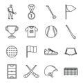 Hurling game icons set, outline style