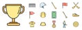 Hurling game icons set vector color line