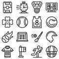 Hurling icons set, outline style