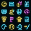 Hurling icons set vector neon