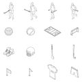 Hurling icons set vector outline