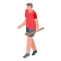 Hurling man player icon, isometric style Royalty Free Stock Photo