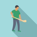 Hurling player icon, flat style Royalty Free Stock Photo