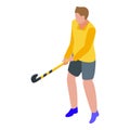 Hurling player icon, isometric style Royalty Free Stock Photo