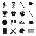 Hurling sport icons set, simple style