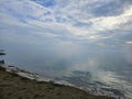 Huron Lake Sunset Goderich beach stones clear water evening Ontario Canada landscape Royalty Free Stock Photo