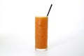 Hurricane cocktail and straw served in glass isolated on grey background side view of healthy morning arabic drink Royalty Free Stock Photo