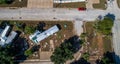 Hurricane Damage in Texas Trailer Park straight down view of destroyed street corner Royalty Free Stock Photo