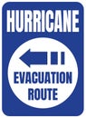 Hurricane Evacuation Route Road Sign Blue Square Royalty Free Stock Photo