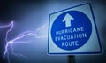 Hurricane Evacuation Route Sign, with Lightning Royalty Free Stock Photo