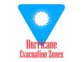 Hurricane Evacuation Zone. Warning road sign, isolated blue triangle. Vector