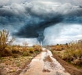 Hurricane and Flooded road Royalty Free Stock Photo