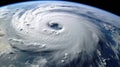 Hurricane Florence over Atlantics. Super typhoon over the ocean. The eye of the hurricane. The atmospheric cyclone. Satellite view