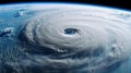 Hurricane Florence over Atlantics. Super typhoon over the ocean. The eye of the hurricane. The atmospheric cyclone. Satellite view