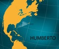 Hurricane Humberto toward Bermuda. World map. Vector illustration. EPS 10 Royalty Free Stock Photo