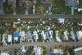 Hurricane Ian destroyed homes in Florida residential area. Natural disaster and its consequences