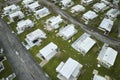 Hurricane Ian destroyed homes in Florida residential area. Natural disaster and its consequences