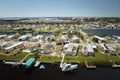 Hurricane Ian destroyed homes in Florida residential area. Natural disaster and its consequences