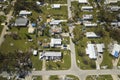 Hurricane Ian destroyed homes in Florida residential area. Natural disaster and its consequences