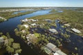 Hurricane Ian flooded houses in Florida residential area. Natural disaster and its consequences Royalty Free Stock Photo
