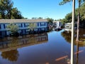 Hurricane Ian flooded houses in Orlando Florida UCF residential area.