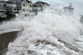 Hurricane Irene waves breach seawall Royalty Free Stock Photo