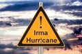 Hurricane Irma road sign concept, 3D rendering