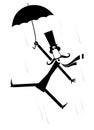 Strong wind, mustache man and umbrella illustration