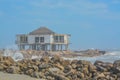 Hurricane Nicholas, damaged a Home on the beach of the Gulf of Mexico, Brazoria County, Texas