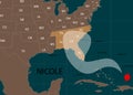 Hurricane Nicole moved Florida. Subtropical Storm Nicole. Vector illustration. EPS 10