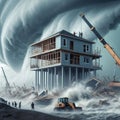Hurricane Resistant Builders Construct buildings designed to wi Royalty Free Stock Photo