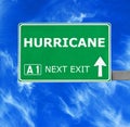 HURRICANE road sign against clear blue sky Royalty Free Stock Photo