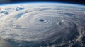 Hurricane spinning in the ocean. Damage and devastations caused by hurricanes and climate change Royalty Free Stock Photo