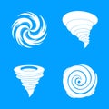 Hurricane storm damage icons set, simple style