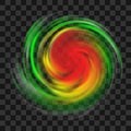 Hurricane symbol with intensity indication on dark transparent background