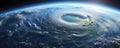 Hurricane or tornado approaching continent, wide banner