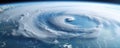 Hurricane or tornado approaching continent, wide banner