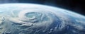 Hurricane or tornado approaching continent, wide banner