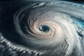 Hurricane or typhoon in the ocean. Powerful storm influenced by climate change. Generative AI