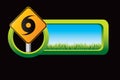 Hurricane warning sign on countryside banner