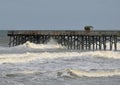 Hurricane Waves Smash the Pier Royalty Free Stock Photo