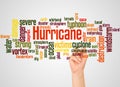 Hurricane word cloud and hand with marker concept