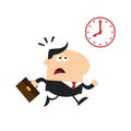 Hurried Manager Running Past A Clock Modern Flat Design