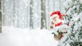 Hurried Santa Claus is running fast through the woods Royalty Free Stock Photo