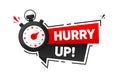 Hurry Up. Label with clock. Limited offer. Countdown. Promotion banner. Vector illustration. Royalty Free Stock Photo