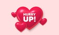 Hurry up sale. Special offer sign. 3d hearts banner. Vector Royalty Free Stock Photo