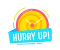 Hurry Up Time Reminder Banner, Special Offer Promotion Coupon or Icon with Clock Dial. Great Deal Shopping Sale Royalty Free Stock Photo